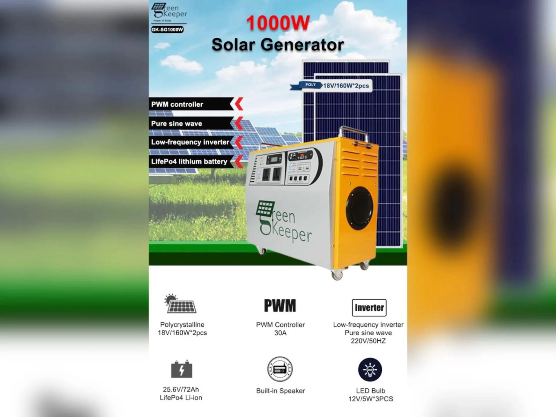 1000W GENERATEUR HYBRIDE SOLAIRE ALL-IN-ONE